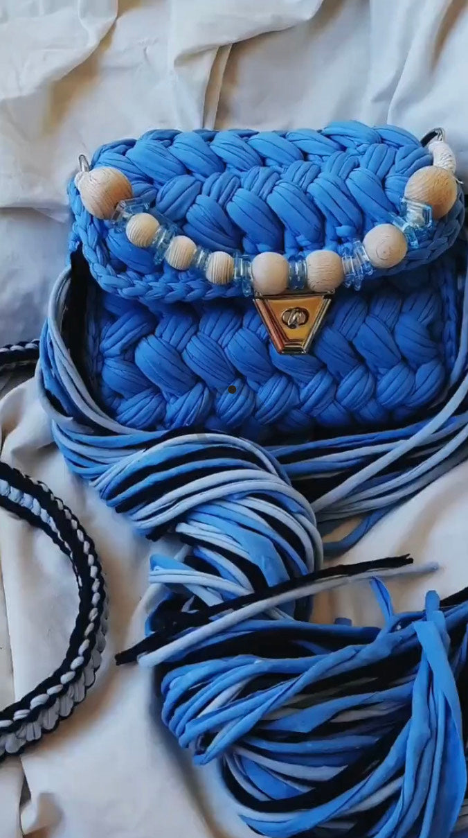 Mirka blue fringe bag