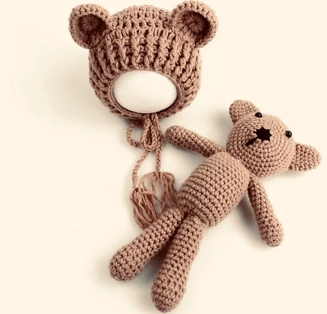 Teddy hat and bear set